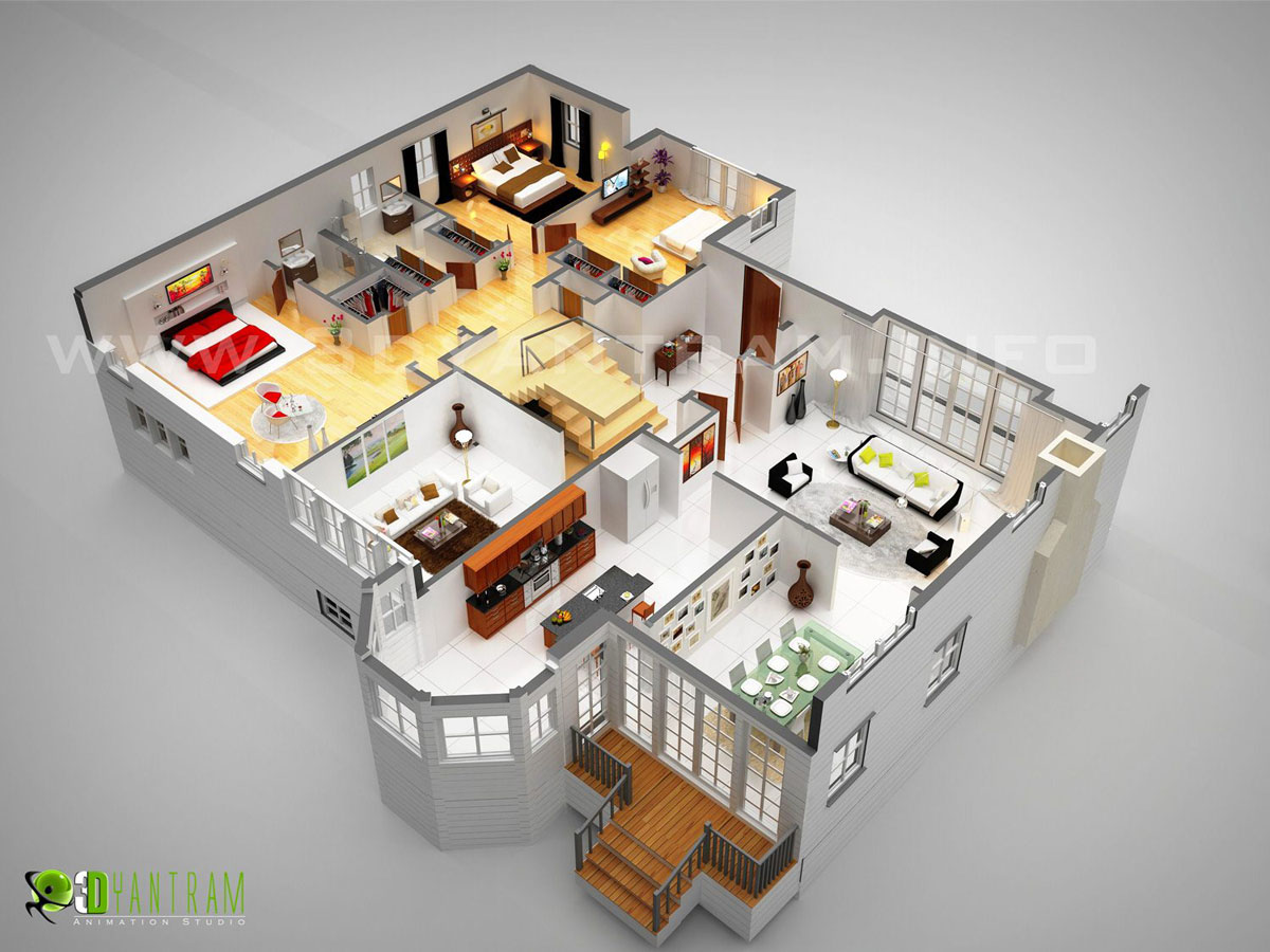 3d floor plan – Modern House