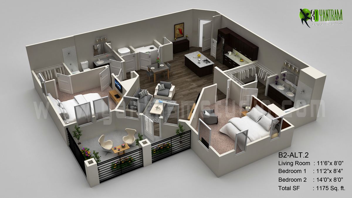3D Floor Plan Rendering