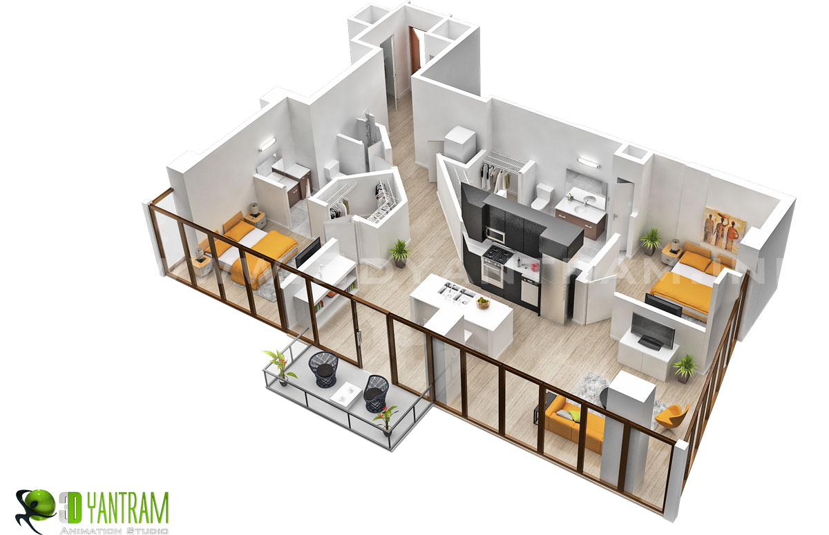 3D Floor Plan Design, Interactive 3D Floor Plan Yantram