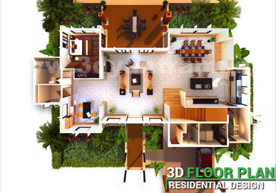 3D Floor Plan Design, Interactive 3D Floor Plan | Yantram Studio - Top View 3D Virtual Floor Plan Design