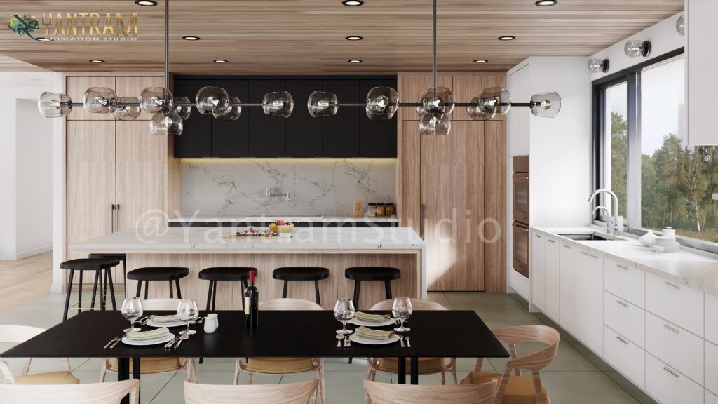 3D Interior Rendering,Modular Kitchen