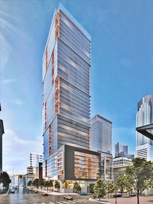 Hyatt hotel resort High Rise Dusk View night view exterior building design Ideas 3d architectural animation company services