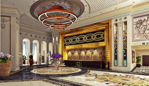 Hotel lobby resort reception  design interior rendering studio Architectural rendering studio animation visualization services view Idea commercial