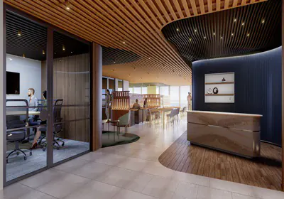Reception Office Architectural rendering studio animation visualization services design interior rendering studio view Idea in Mexico