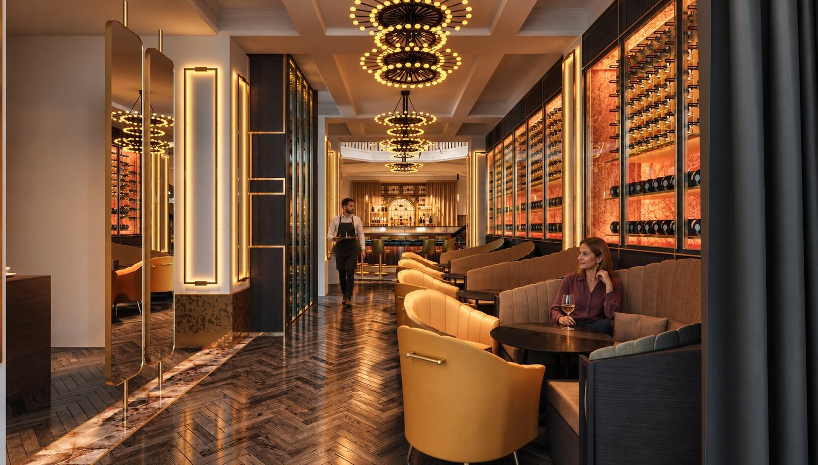 Interior view of the bar with elegant lighting — Restaurant Interior Design