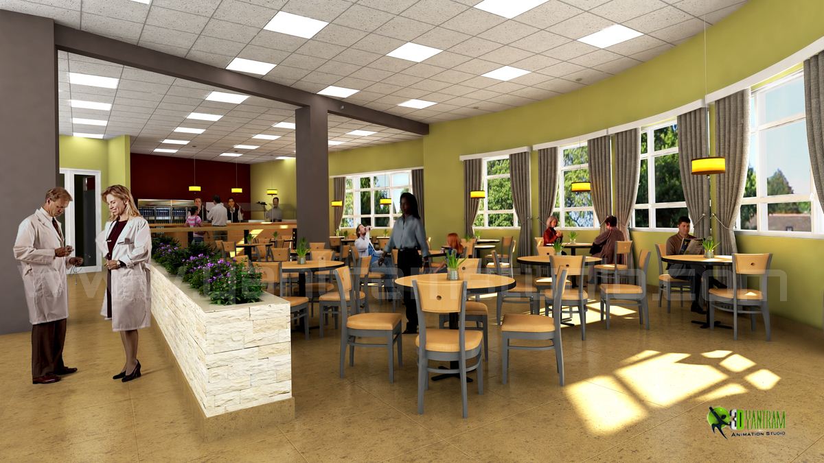 3D Modern Hospital Lobby Interior Design View