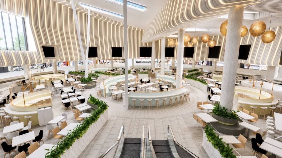 3D interior ideas for a mall food court — Food Court Interior Rendering