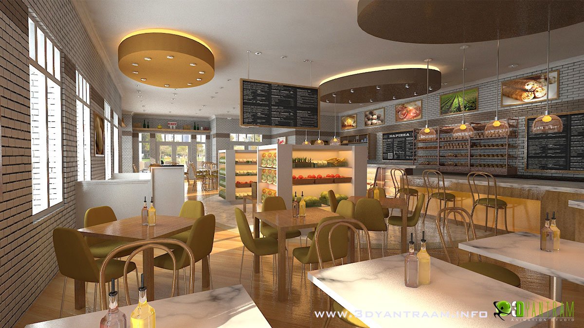 3D design ideas for a modern food court — Commercial Interior Rendering New York