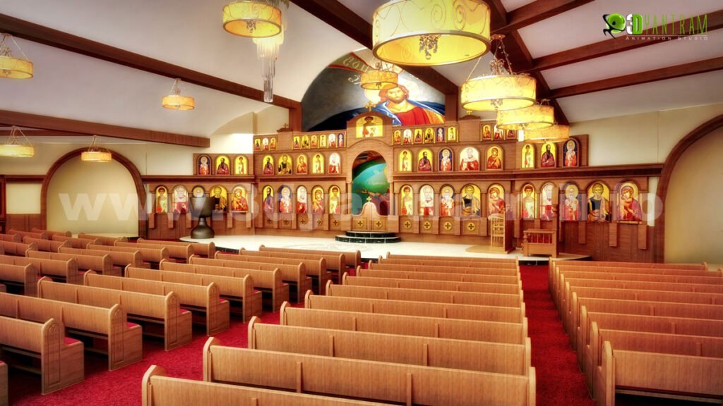 Magnificent 3D Church Auditorium Design View