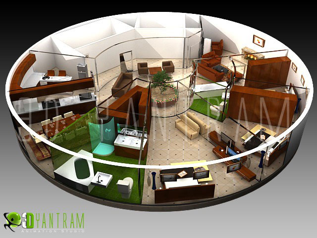 Creative Office Visualization by Yantram 3D Floor Plan design  Companie- Washington, United States