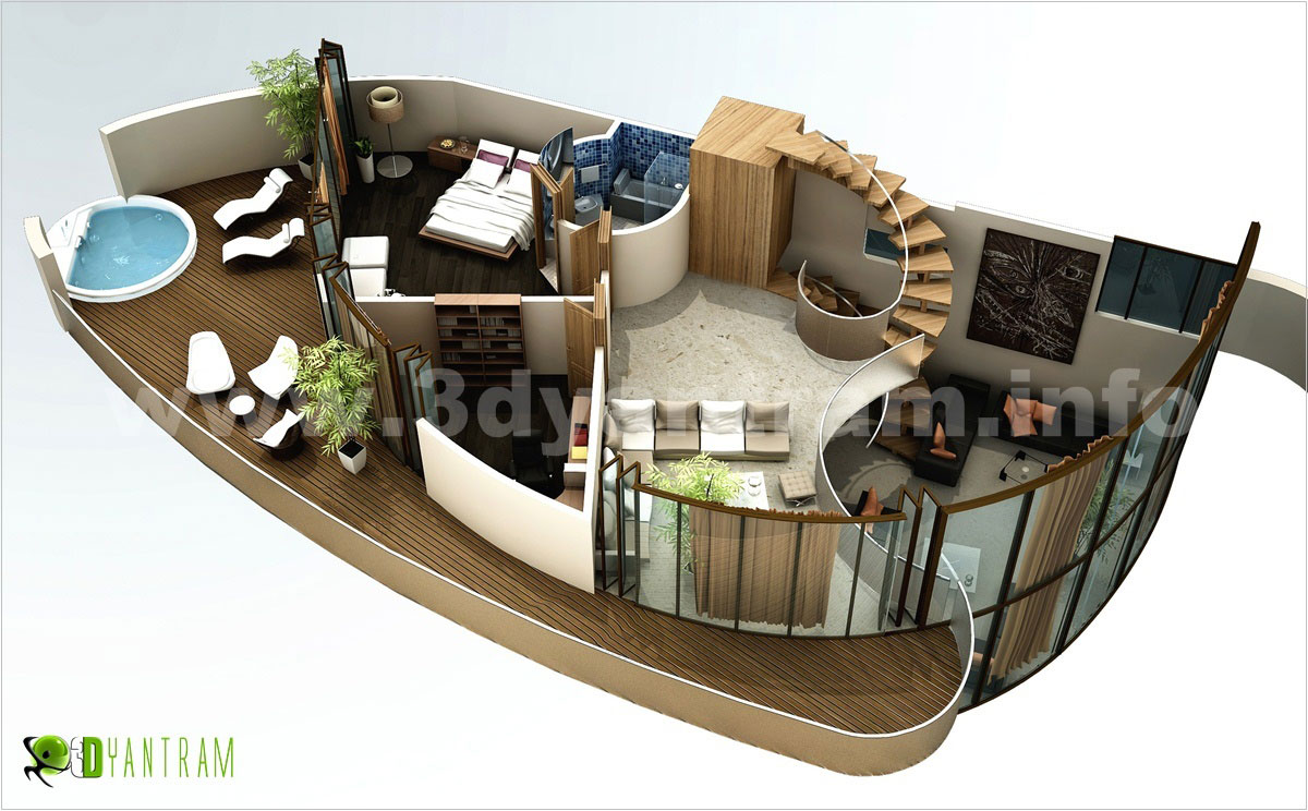 3D Floor Plan Idea For Residential home by Yantram Floor Plan Design Companies- New York, USA