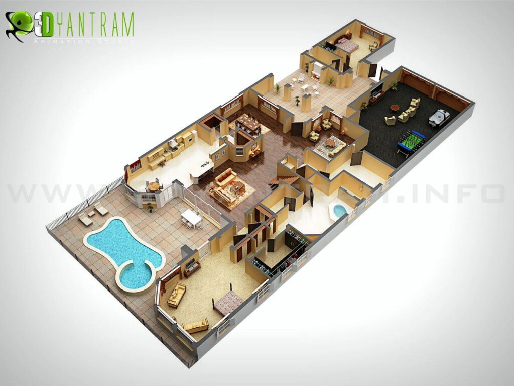 architectural, rendering, studio, visualization, services, design, view, Idea, floor plan, residential, home, apartment, villa, bungalow, 2000 sq ft, firm, ground floor, kitchen, 1 master bedroom, living area