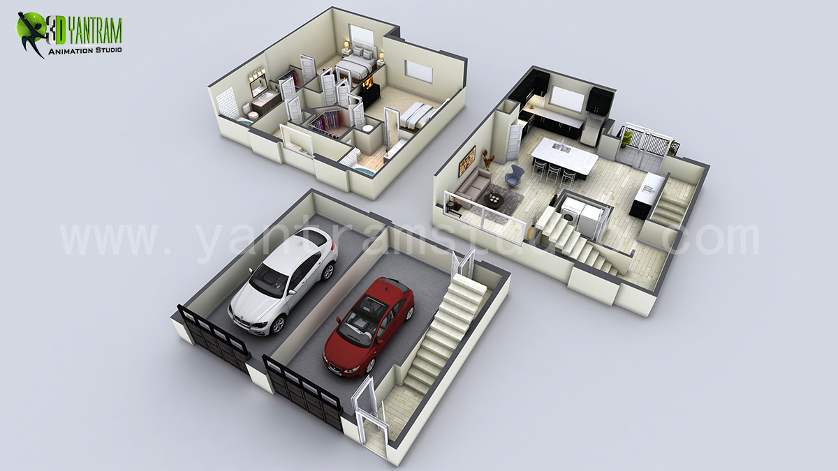 3D Apartment Floor Plan Ideas by Yantram 3D Floor Design – Los Angeles, United States