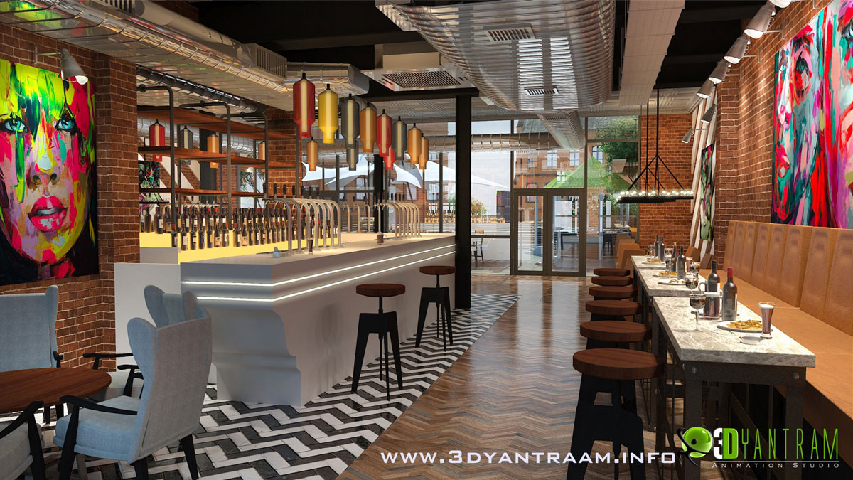 Gorgeous 3D interior design Restaurant Bar Design View – Columbus, Georgia