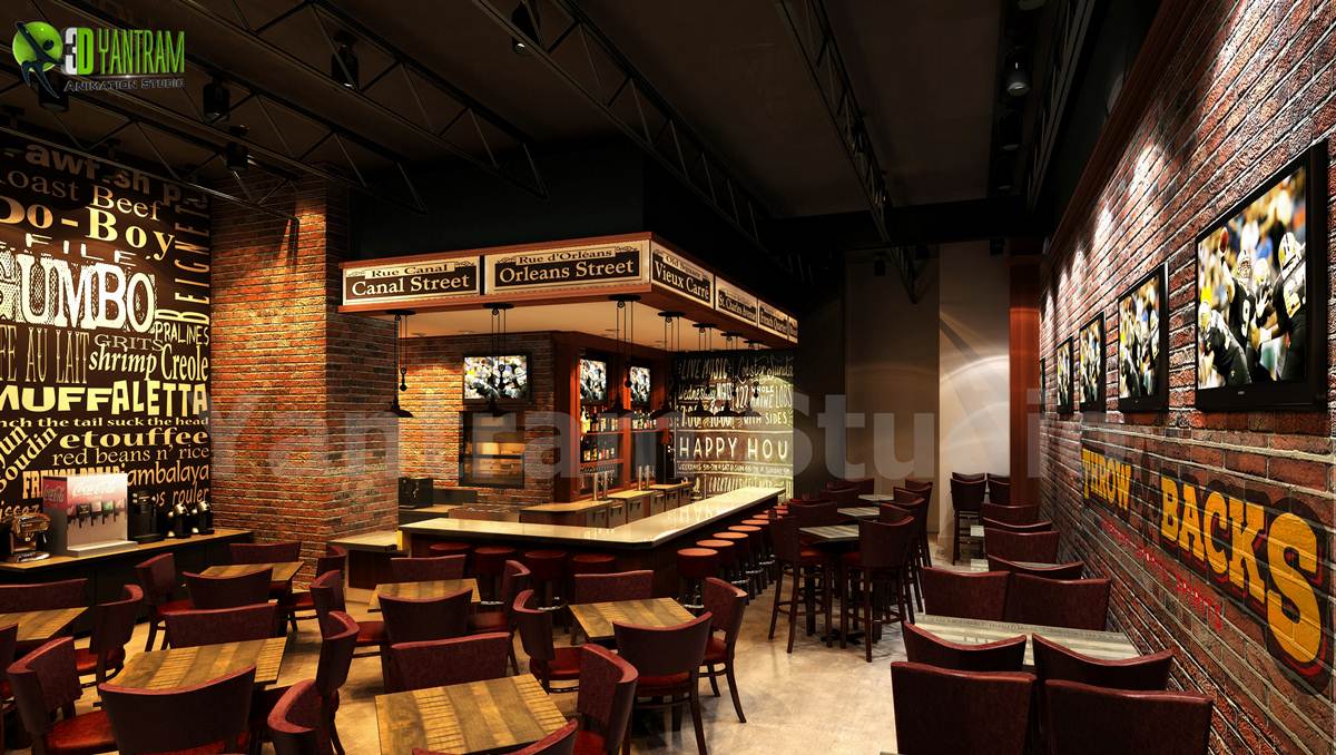 Stunning Modern 3D Bar Interior Design view