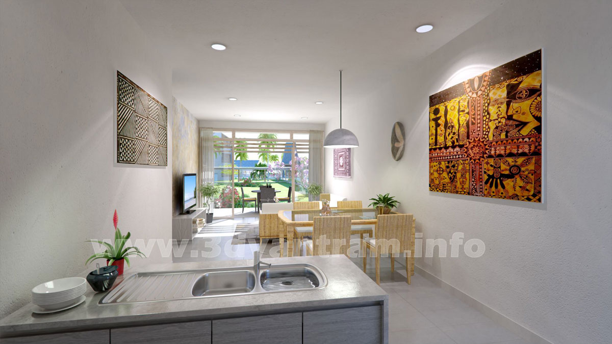 Beautifully Designed 3D Bold White Kitchen CGI