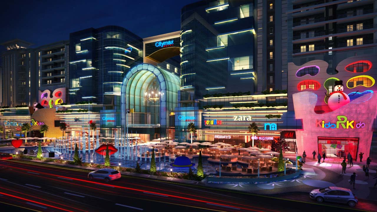 3D Shopping Mall Exterior Design CGI