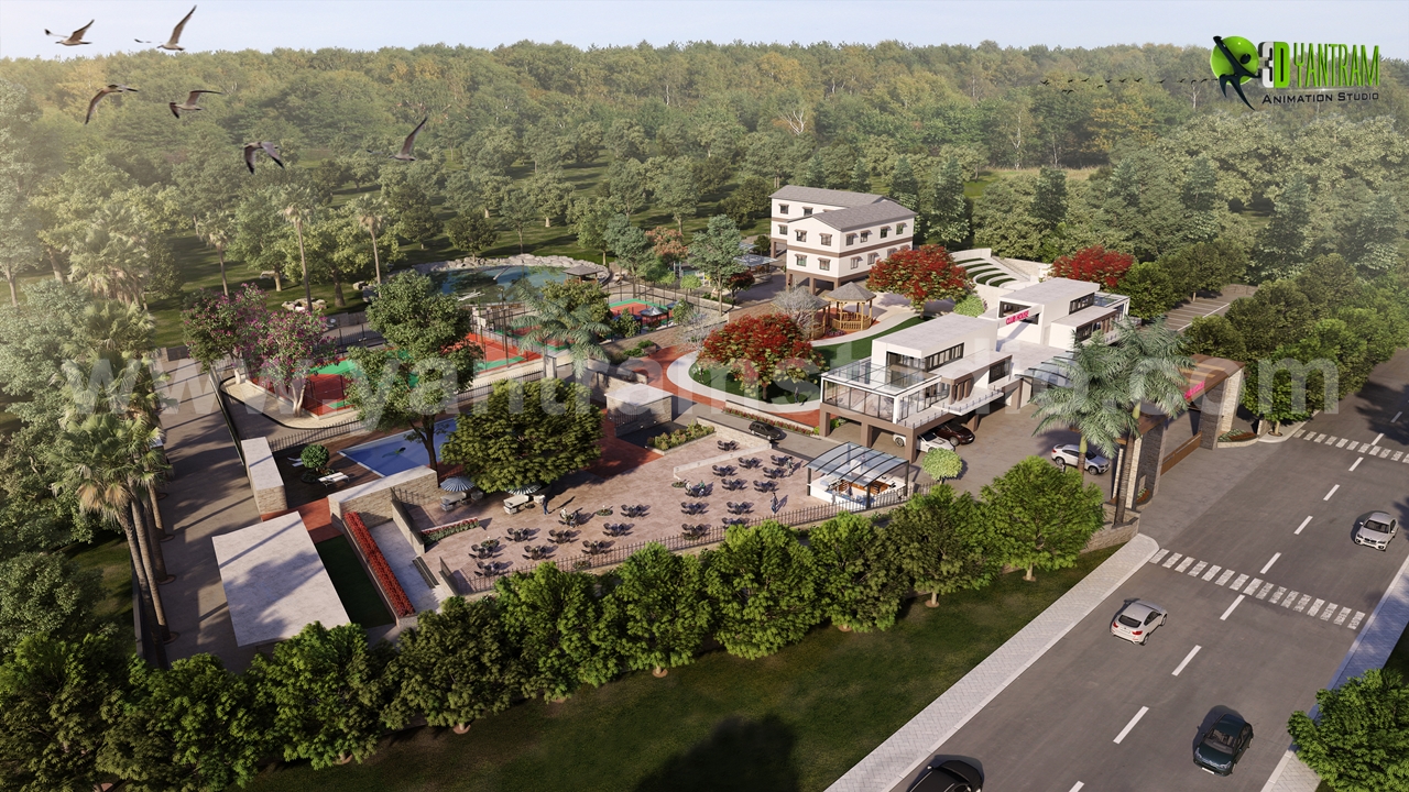 3D Exterior Residential Community Apartment ideas by Yantram Architectural visualization Companies, Doha – Qatar