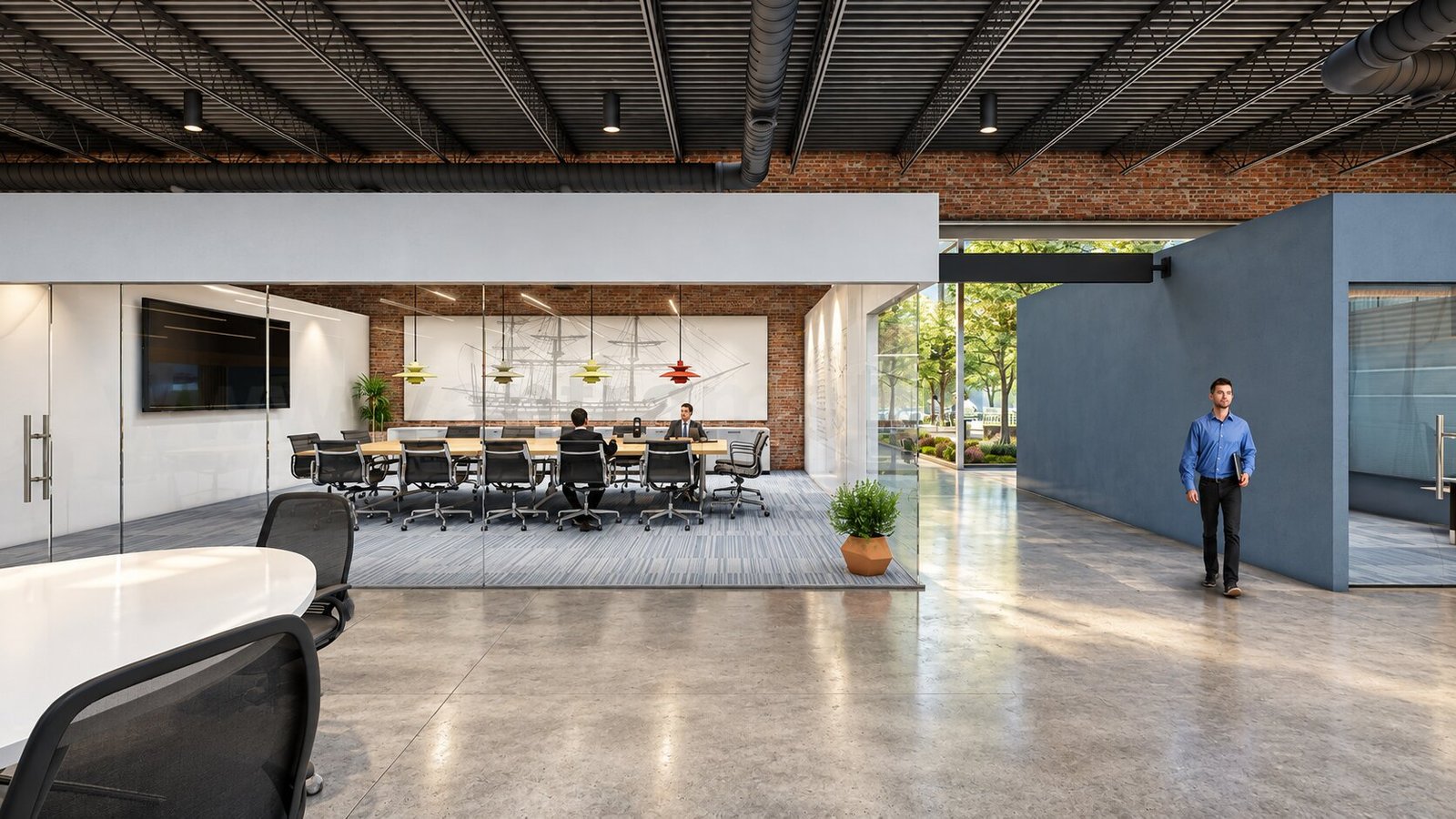 Reception area with modern design elements — Office Workstation Interior Design