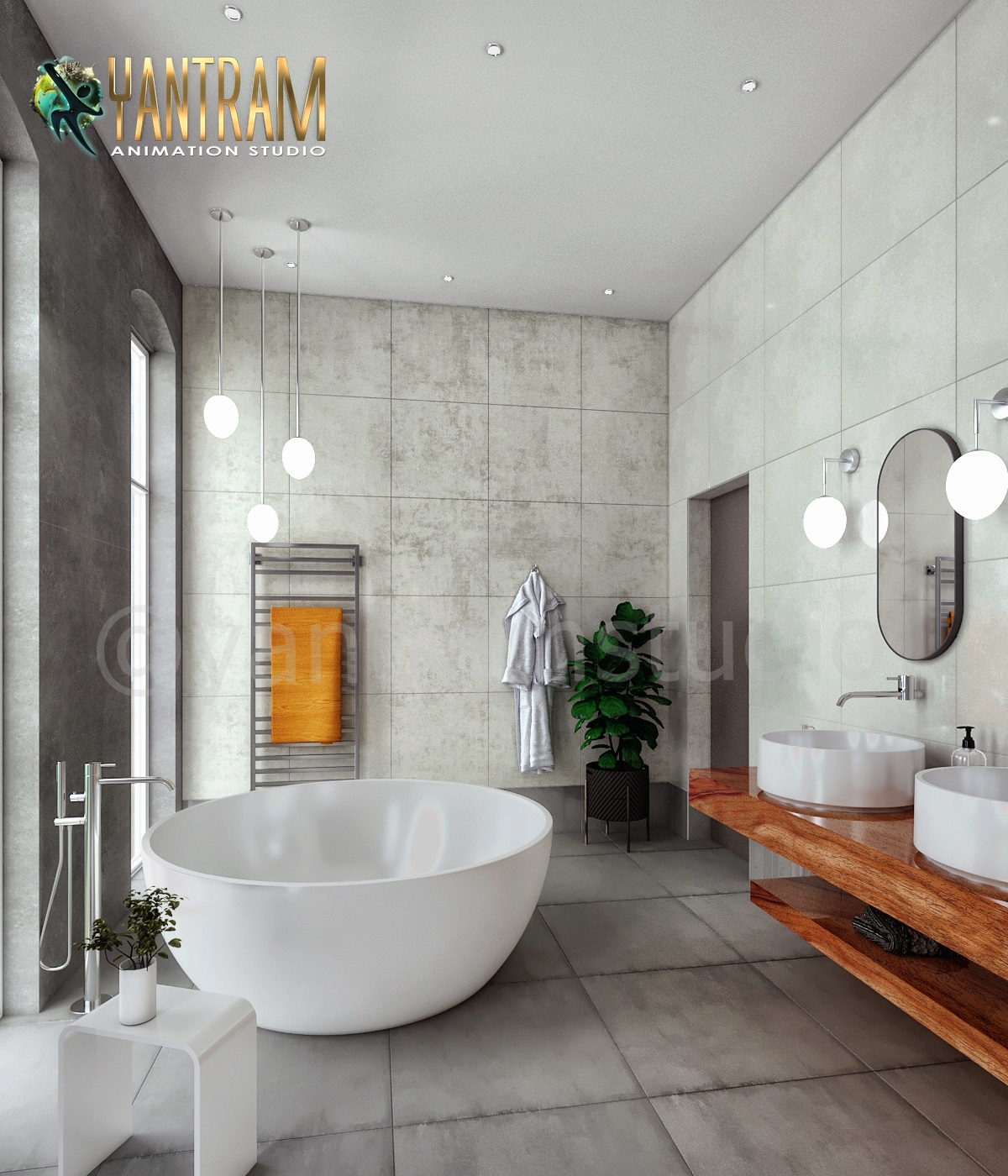 3d interior design of Classic Bathroom Concept by Yantram 3d interior design company, New Jersey -USA