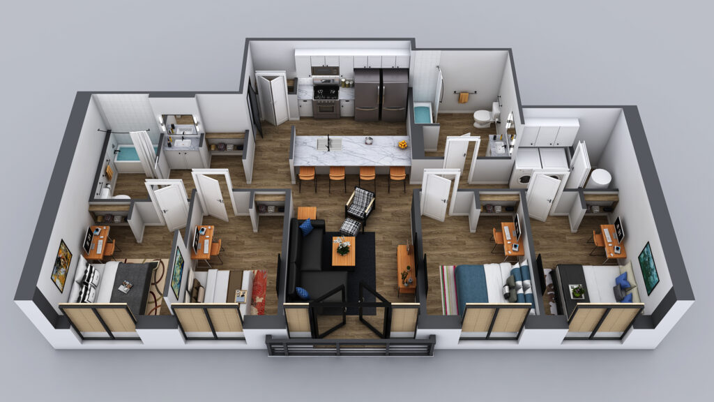 3d-floor-Plan-Residential-Apartment-of-dollhouse-view-houston-texas