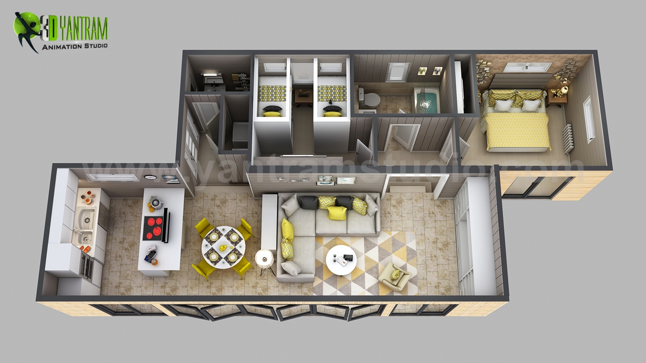 3d Floor Design of modern house ideas By Yantram 3d animation studio – Atlanta, USA