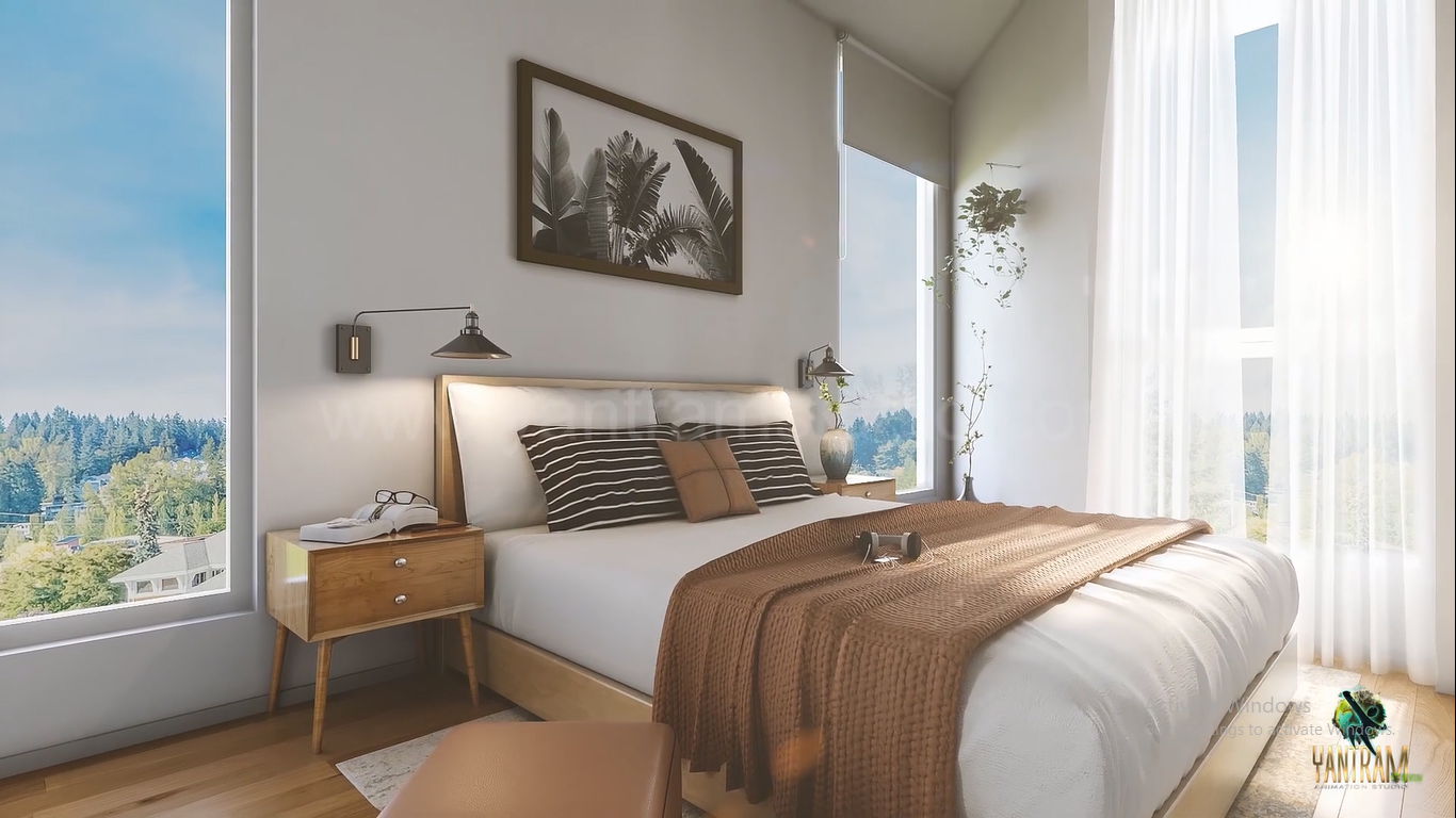 3d Architectural Visualization Walkthrough of Master Bedroom by Yantram animation studio