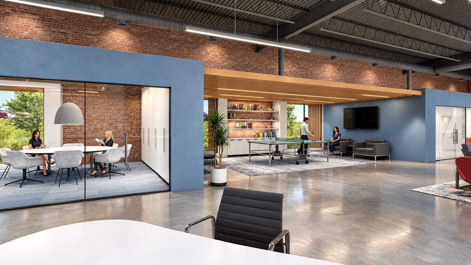 Lobby area with modern decor and seating — Office Workstation Interior Design