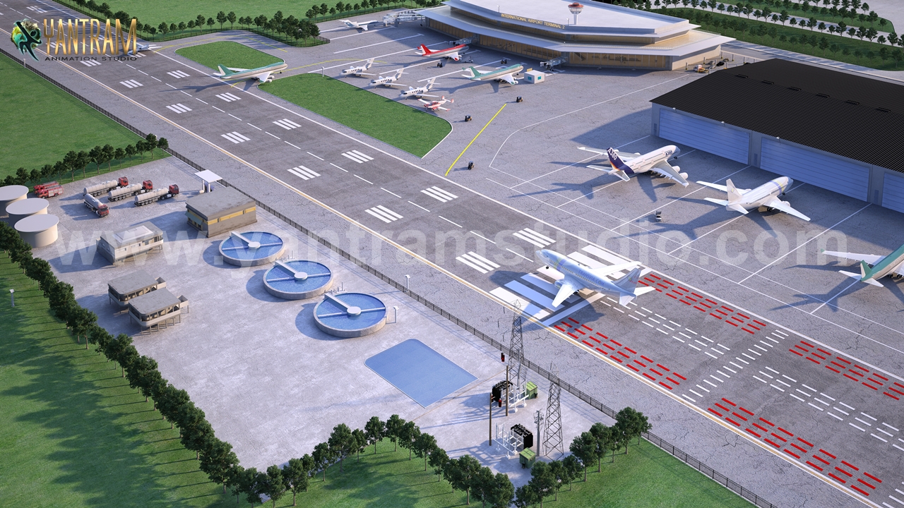 International Airport Terminals 3D Floor Design of architectural rendering company, studio, creator, designers, services