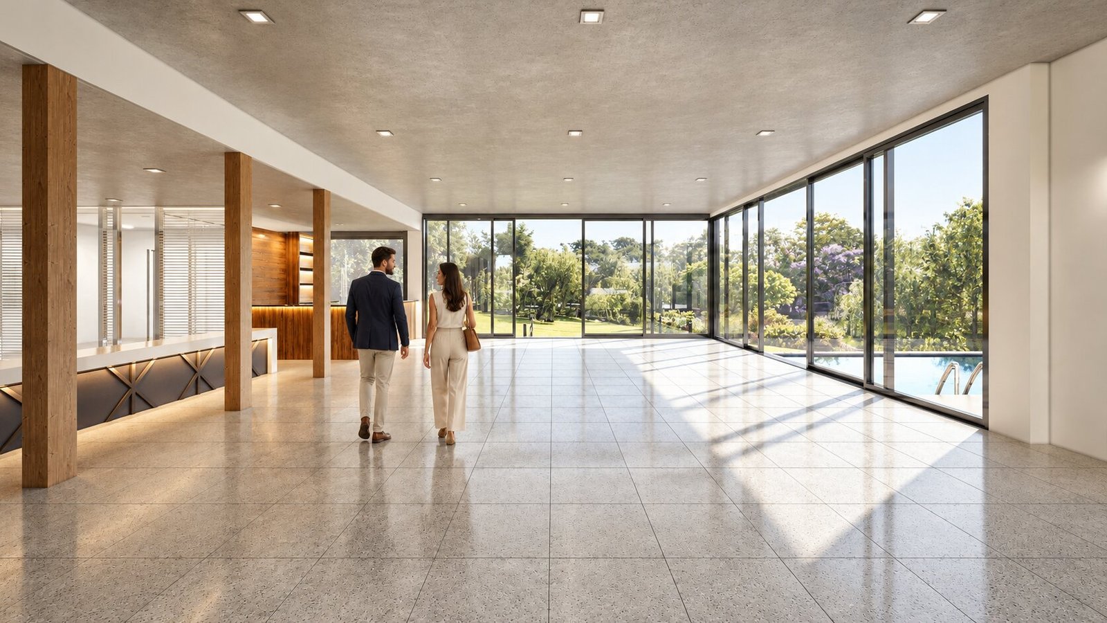 Empty club house space ready for furnishing — Clubhouse Interior Visualization