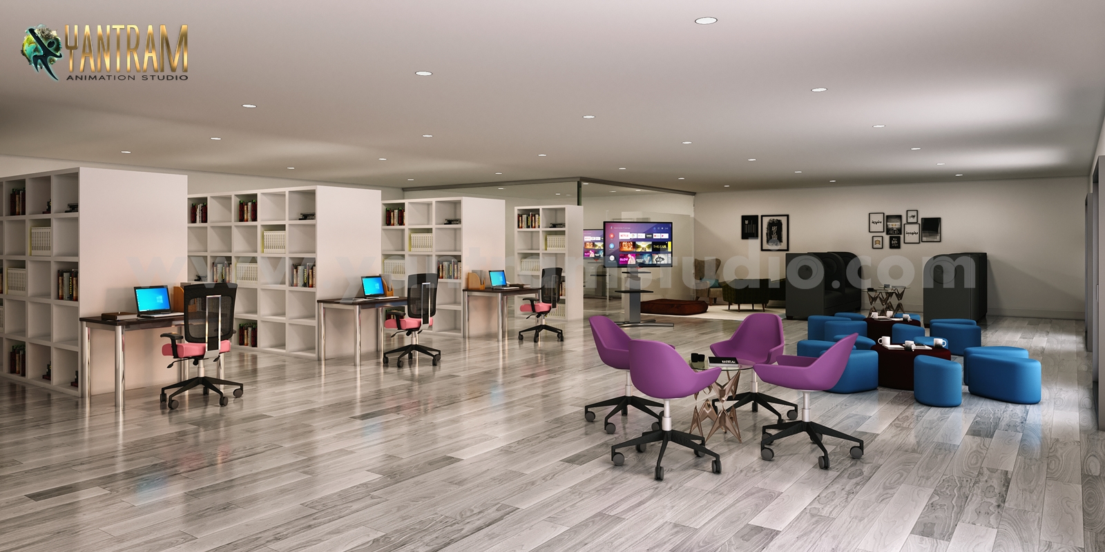 Contemporary Office 3D Interior Designers & spacious Seating Design by Architectural Modeling Firm, Toronto – Canada