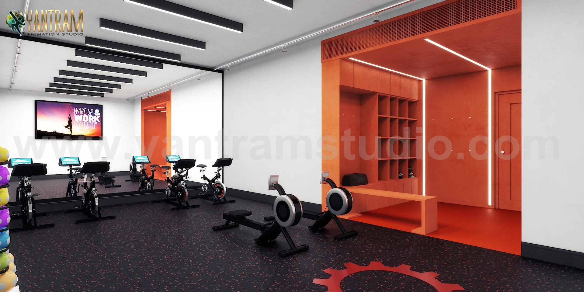 Commercial Fitness GYM 3D Interior Designers Ideas by Yantram 3d interior Rendering Company, Bern – UK