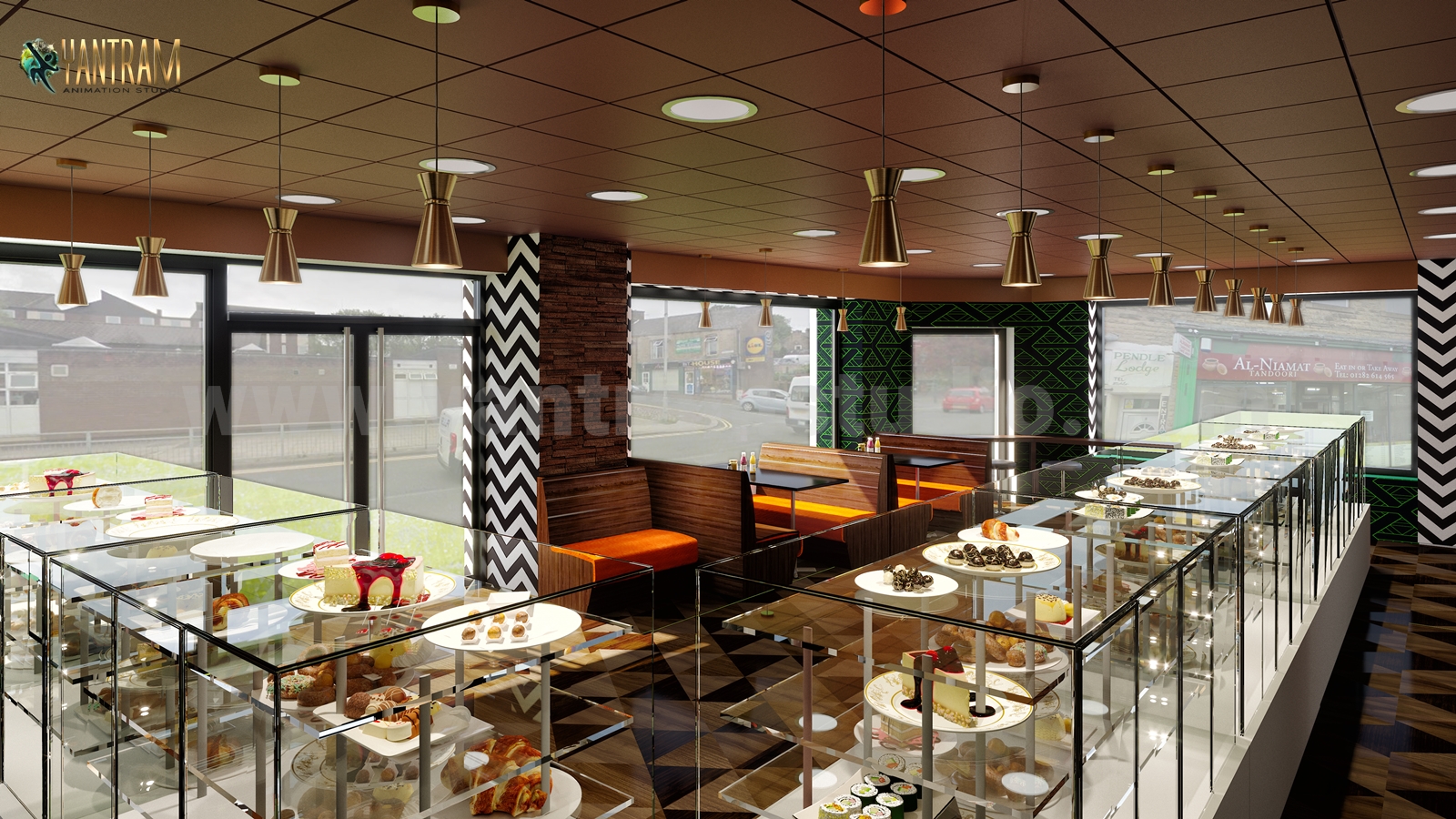 3d interior design of Mansha Sweet Center By Yantram Interior Architectural Visualisation Studio, Sydney, Australia