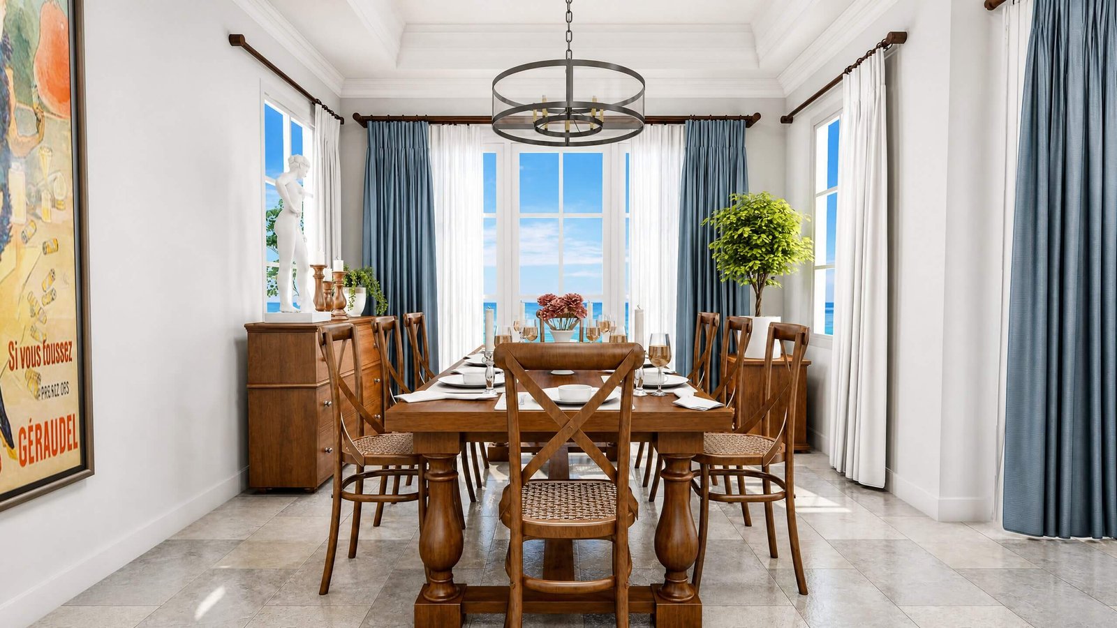 Luxurious neo-classic dining room design — Architectural Rendering For Developers Philadelphia