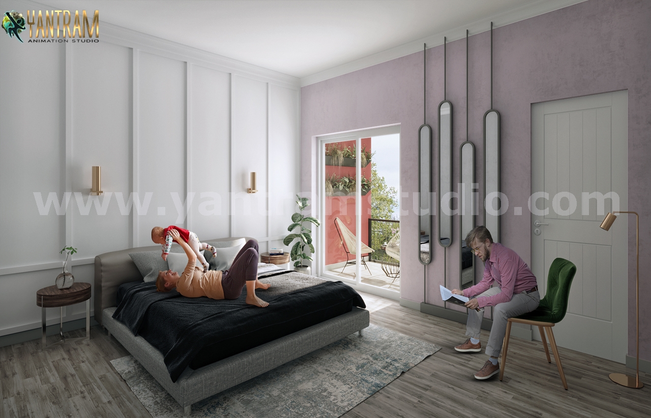 Modern Master Bedroom Ideas of 3D Interior visualization Services by Yantram Architectural Modeling Firm, Paris – France