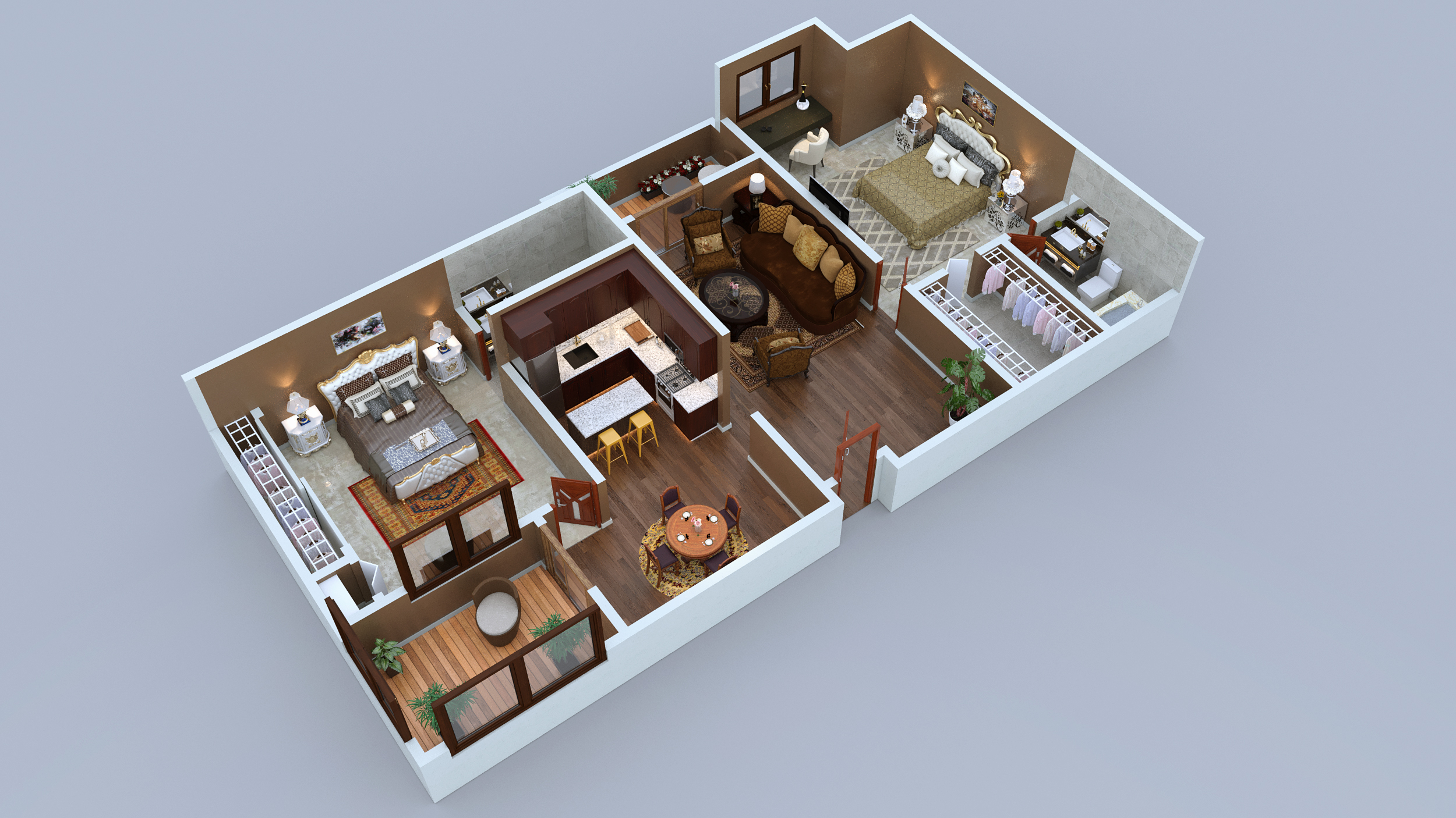 3d Floor design of Modern & Luxurious Apartment By Yantram floor Plan design companies , Philadelphia, Pennsylvania