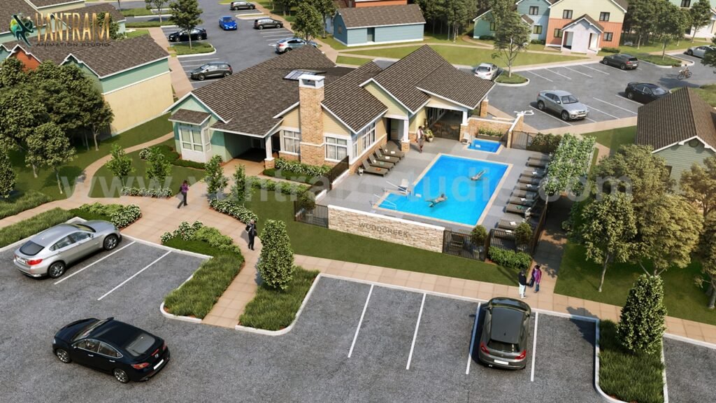 3D Interior & Exterior Rendering Design with Pool & parking area of architectural modelling services, Sydney – Australia