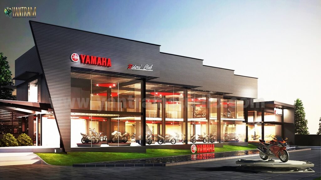 Exterior Yamaha Vehicle Pod concept of 3d architectural visualisation by 3d rendering services