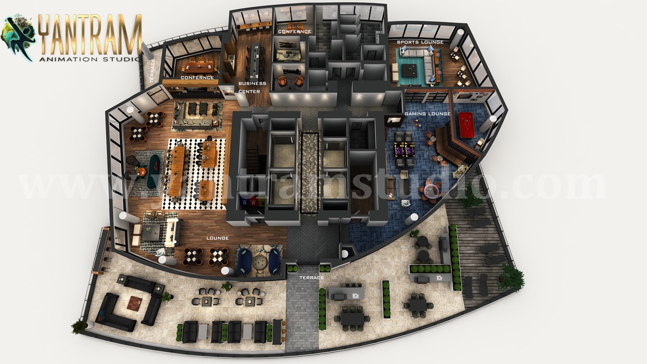 3d Floor Plan Commercial Office by Yantram architectural design studio, Dubai – UAE