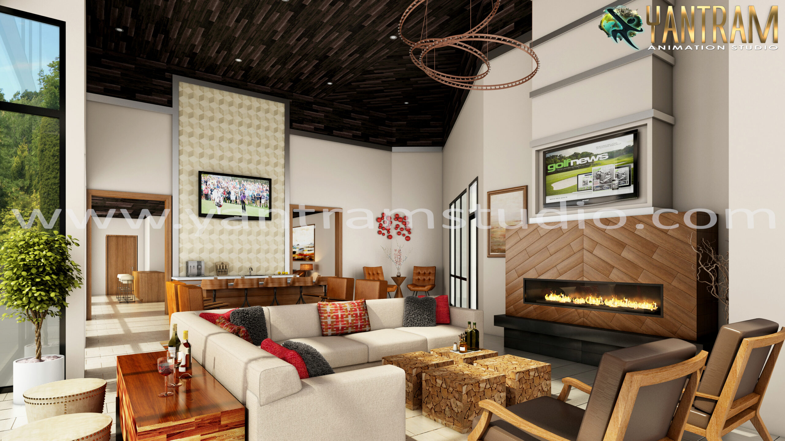Best Living room design by Yantram 3D Interior Rendering ​studio, Pearland, Texas