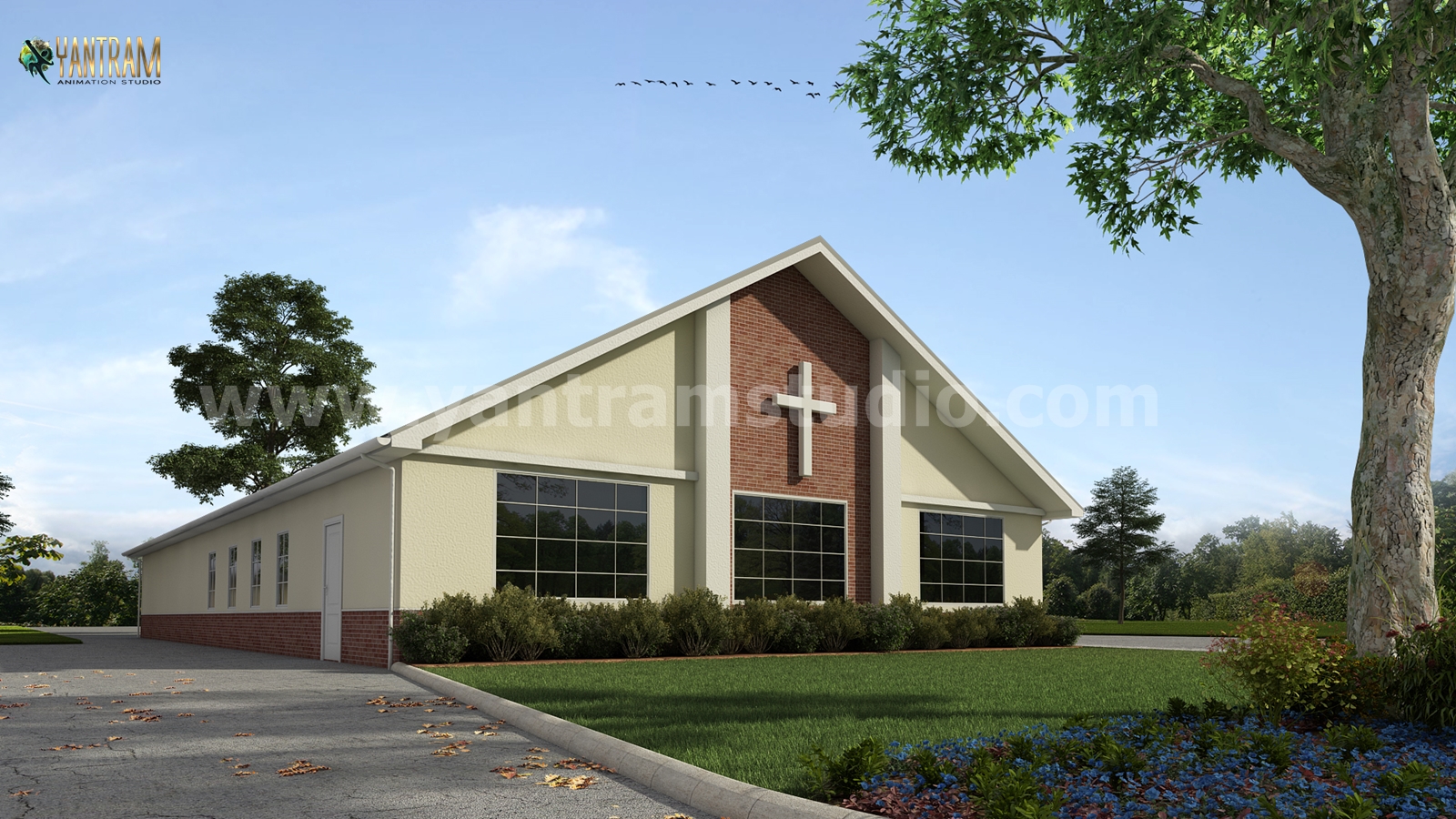 Small Church Architectural Building of Exterior Rendering Services by Yantram Architectural modeling firm, Giza – Egypt