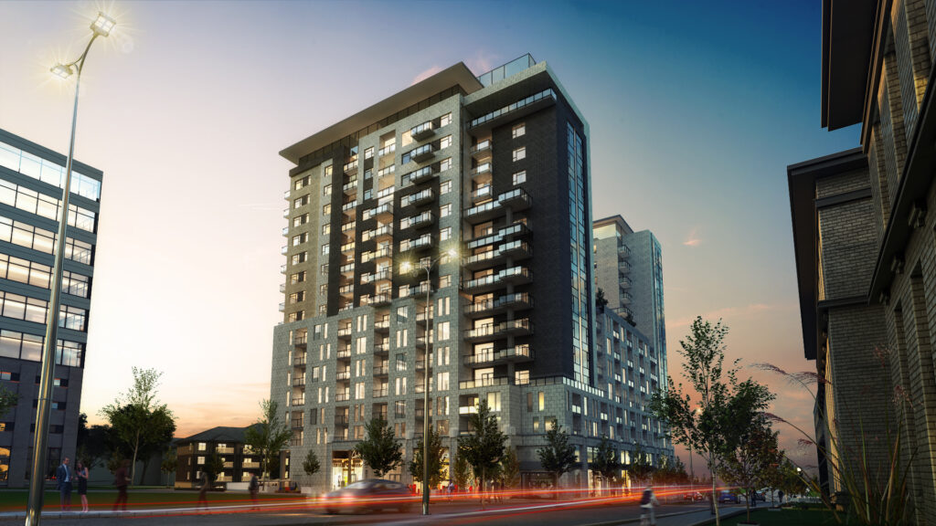 Dusk View night view High Rise Building Exterior rendering Architectural design Studio, London – UK