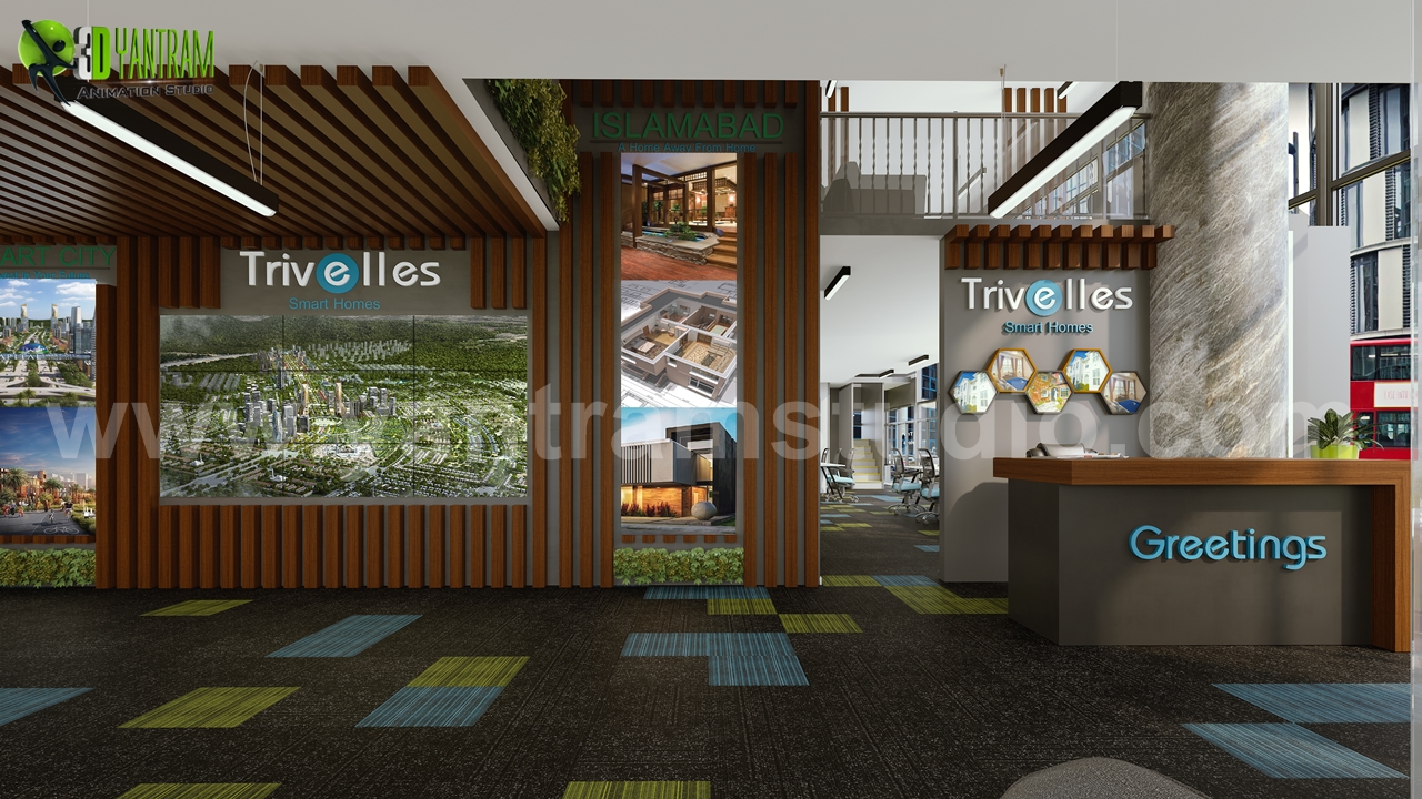 Innovative 3D Office Interior Design by Yantram 3d interior design firms, Dubai – UAE