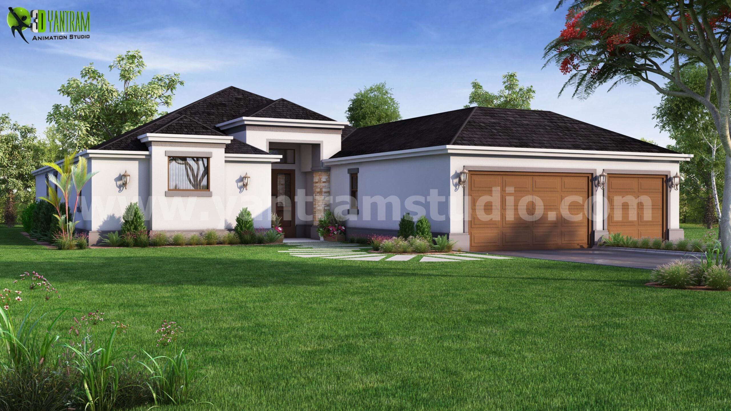 Awesome Exterior House Rendering by 3D Architectural rendering Design Studio – Florida, USA