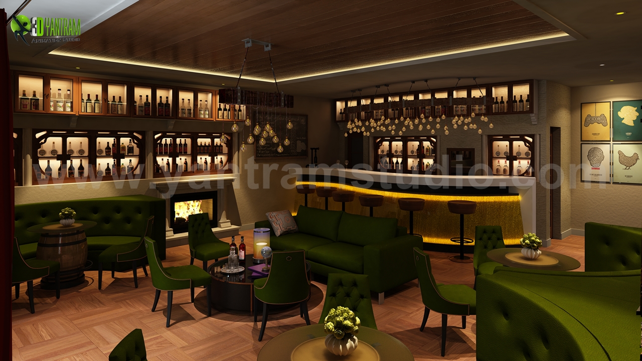 Bar & Restaurant interior design by Yantram 3D Interior modeling Services – London, UK