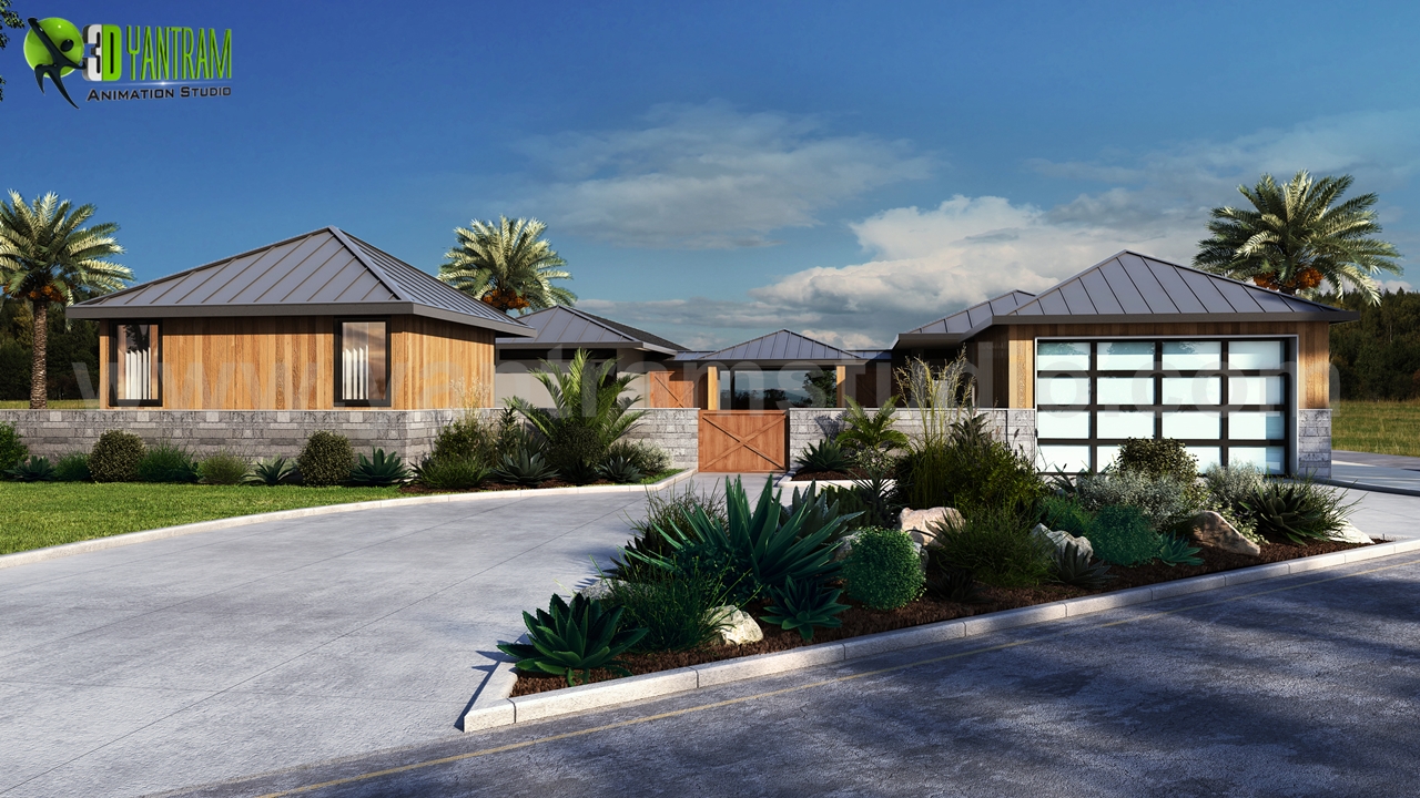House front and back elevation design by Yantram Architectural Rendering companies– Bern, UK