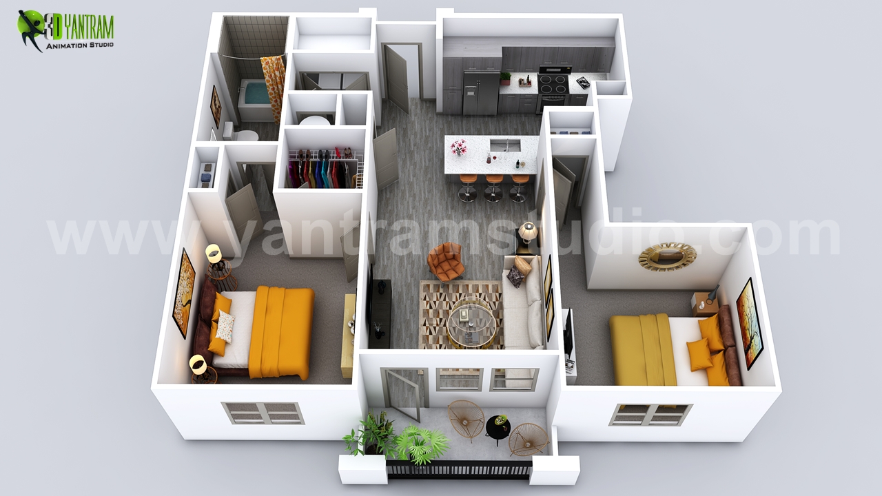 Luxuries home’s 3D Floor Design by Yantram Architectural design studio, Vegas – USA