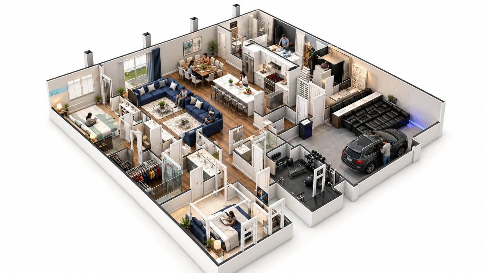 Multi-story residential 3D floor plan design ideas — 2D Floor Plan Services New York