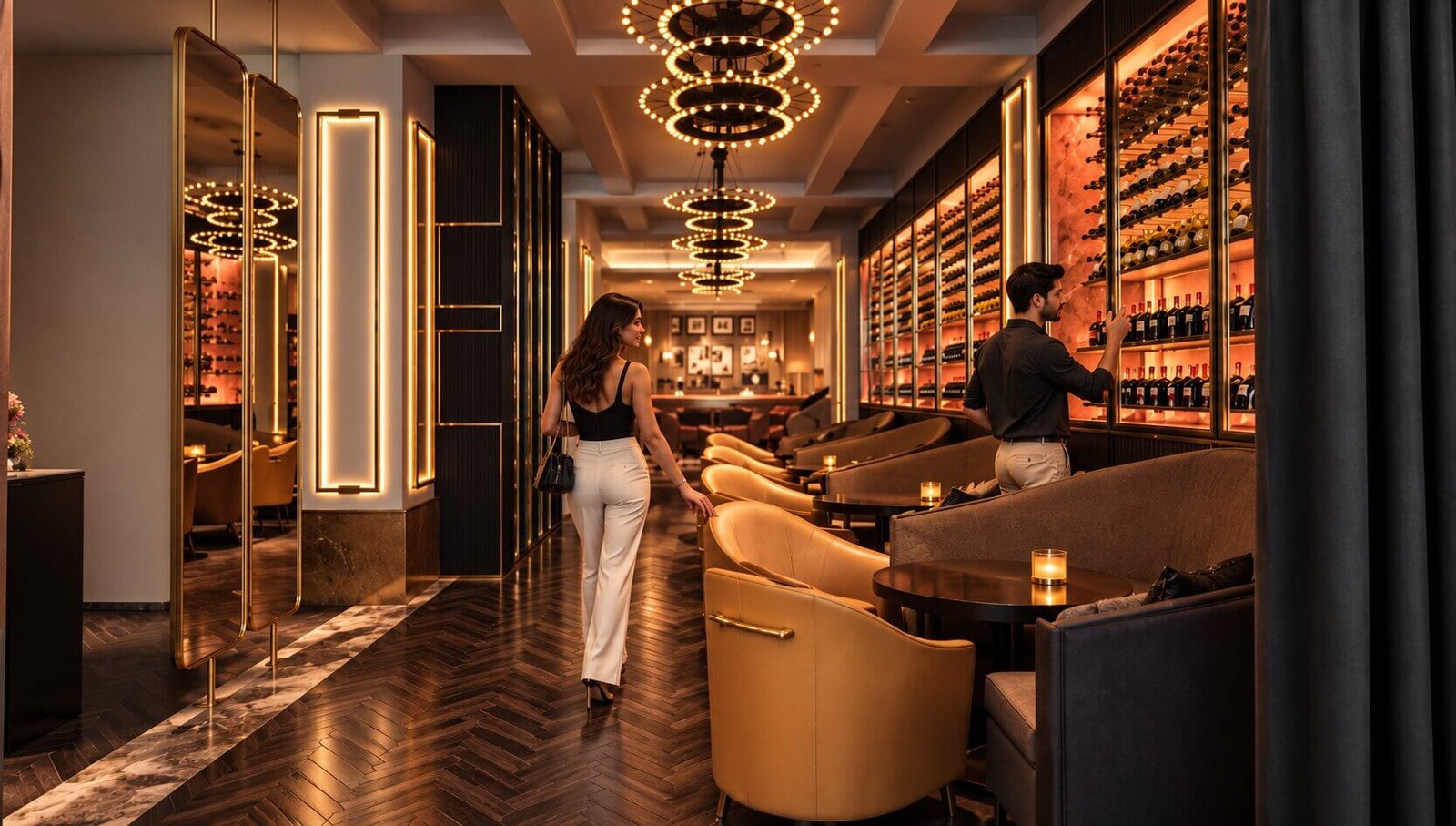 Luxurious bar area with modern lighting — 3D Interior Rendering Oklahoma