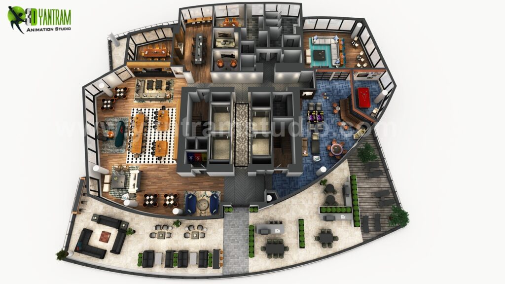 3D Rooftop Floor Plan Design Developed of 3D Floor Plan Commercial, Toronto – Canada